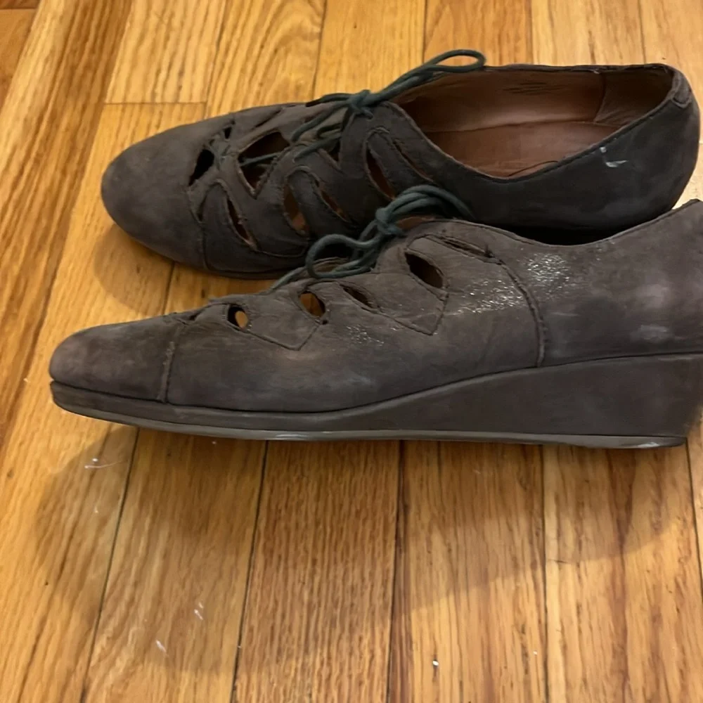 Women's Gentle Souls By Kenneth Cole Nye Leather Wedge Shoes Brown 9